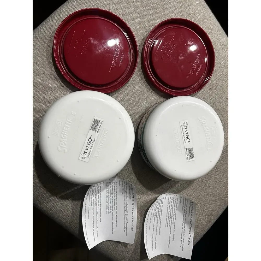 2 Spaghetti O’s 1999 Franco AmericanInsulated Travel Bowls With Screw Down Lids - Picture 5 of 5